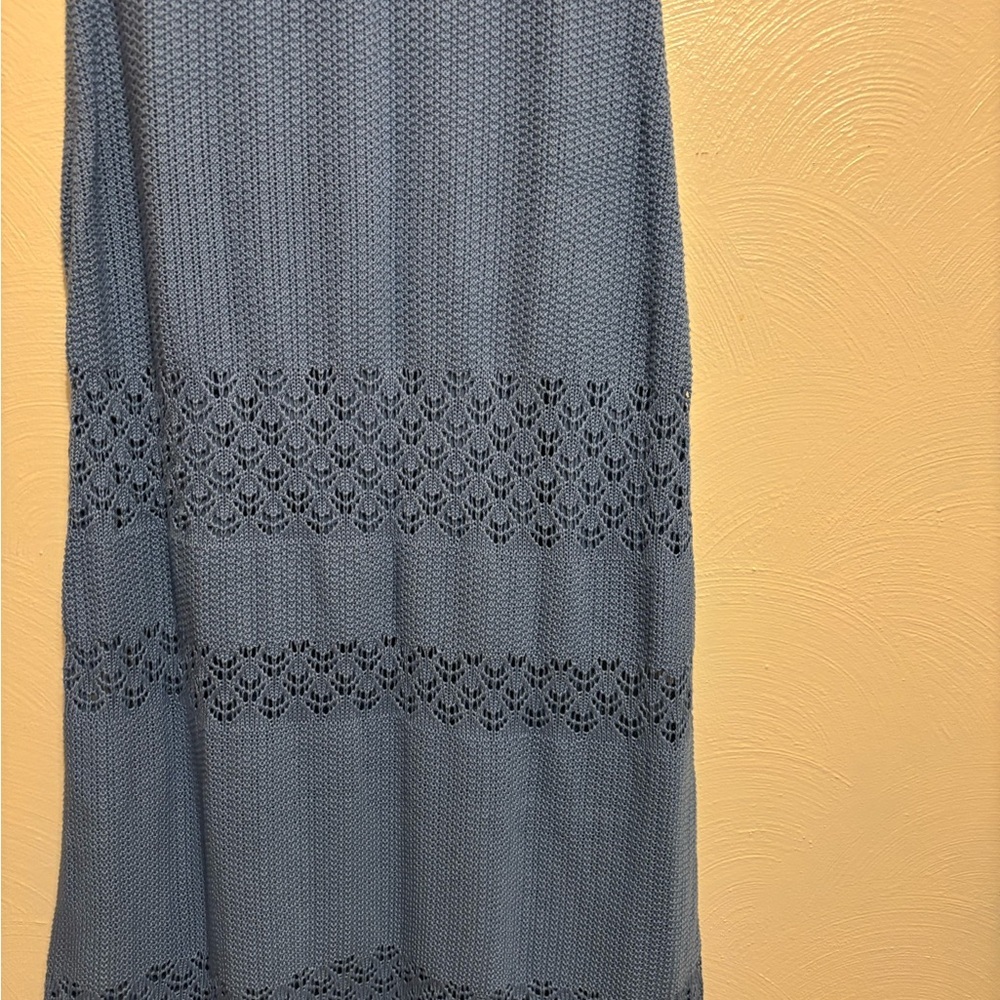 Absolutely Famous Blue Crochet Knit Lined Midi Dress XL NWT - Picture 6 of 7